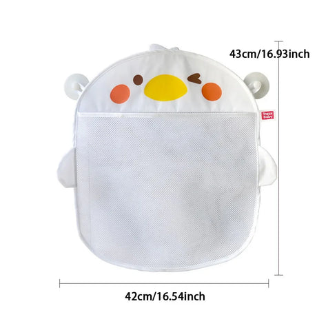 Baby Bath Toy Storage Bag Cartoon Cute Duck Mesh Quick Drying Bathroom Bath Bag with Suction Cup Drying Hanging Bag
