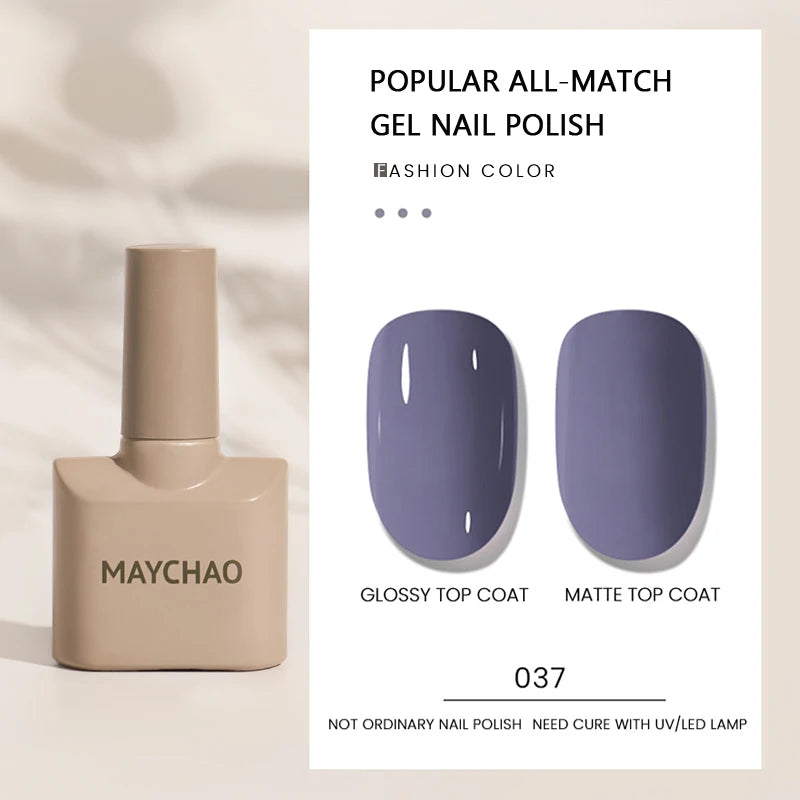 MAYCHAO Gel Nail Polish 12ML Full Coverage Base Top Coat Soak Off Gel Polish UV LED Gel Semi Permanent Varnishes Design Nail Art