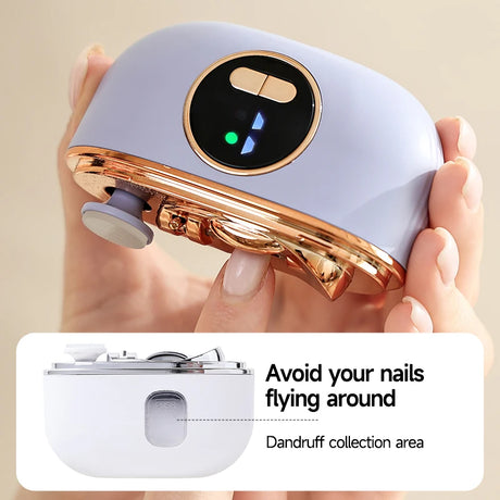 2 IN 1 Electric Nail Clipper Cutter with LED Light Automatic Nail Grinder Trimmer for Baby Adult Mini Manicure Tools Nail Care