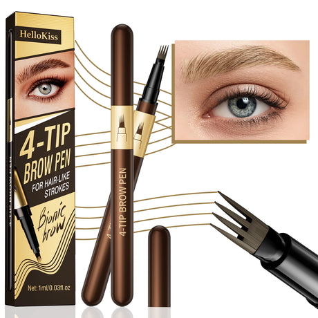 Four-Pronged Eyebrow Pencil, Four-End, Long-Lasting, Non-Smudged, Water-Resistant, Anti-Smudged Eyebrow Pencil