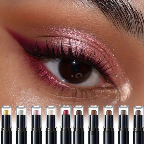 Dual-Ended Eyeshadow Stick, Matte & Shimmer, Waterproof Long-Lasting 3-Color Creamy Pencil, Smoky & Natural, Xmas Winter