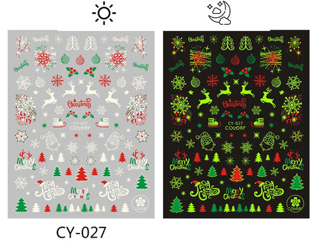 Sliver Bronzing 3D Christmas Nail Art Decoration Sticker Sparkly White Colorful Glitter Geometry Snowflake Winter Slider Foil