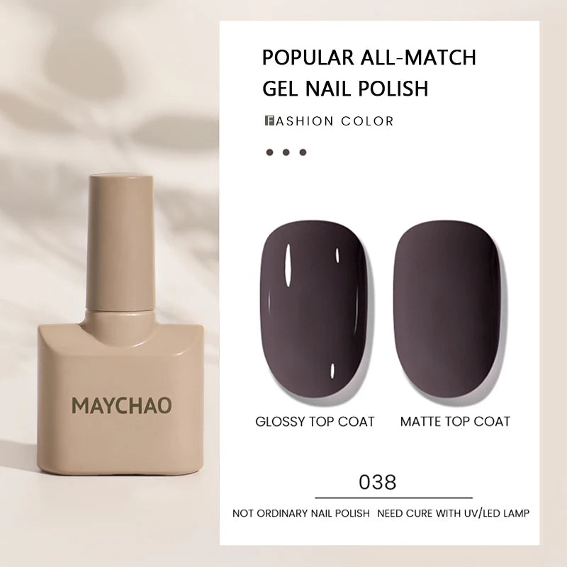 MAYCHAO Gel Nail Polish 12ML Full Coverage Base Top Coat Soak Off Gel Polish UV LED Gel Semi Permanent Varnishes Design Nail Art