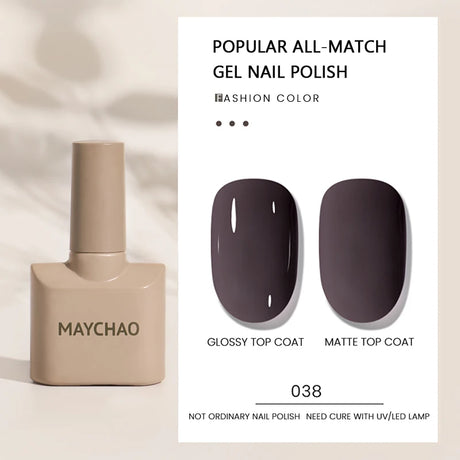 MAYCHAO Gel Nail Polish 12ML Full Coverage Base Top Coat Soak Off Gel Polish UV LED Gel Semi Permanent Varnishes Design Nail Art