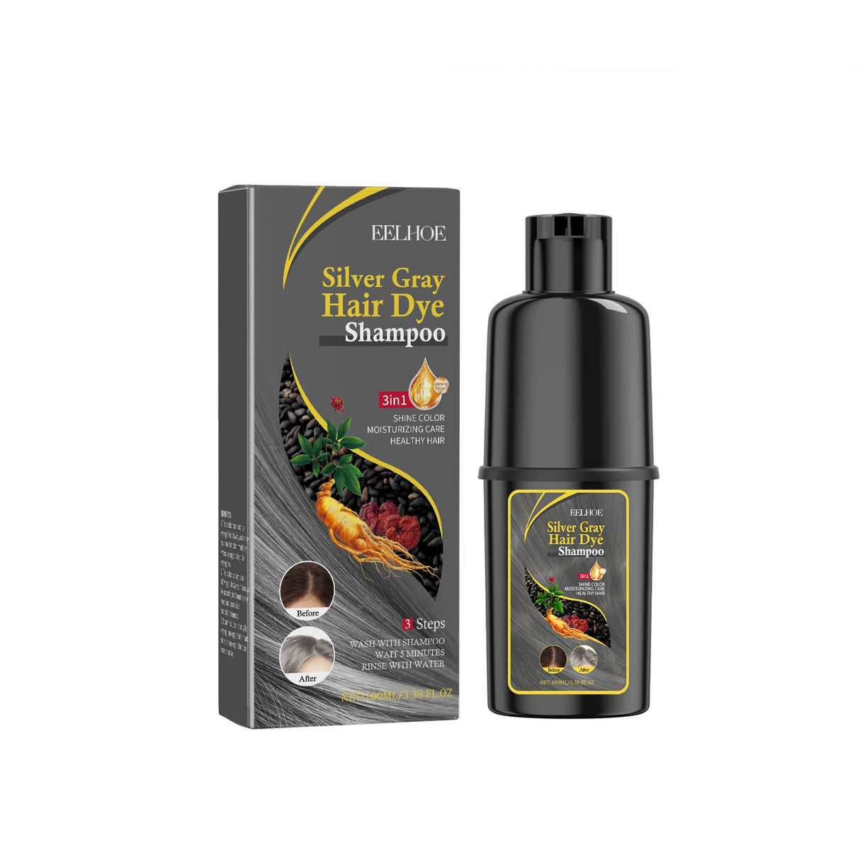 5Colors Hair Dyeing Shampoo 3in1 Rapid Hair Dyeing Repair Dry Cleaning Nourishing Hair Roots Restoration Coloring Black Shampoo