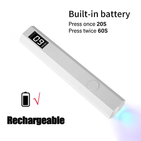 YIKOOLIN Rechargeable Handheld UV LED Nail Lamp 3W Portable Mini Gel Polish Dryer 2 Timer Setting USB Charging Manicure Tool Hom
