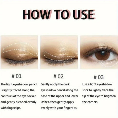 Dual-Ended Eyeshadow Stick, Matte & Shimmer, Waterproof Long-Lasting 3-Color Creamy Pencil, Smoky & Natural, Xmas Winter