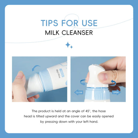 Laikou Milk Face Cleanser Facial Scrub Cleansing Wash Foam Mossee Acne Oil Control Blackhead Remover Shrink Pores Skin Care 80g