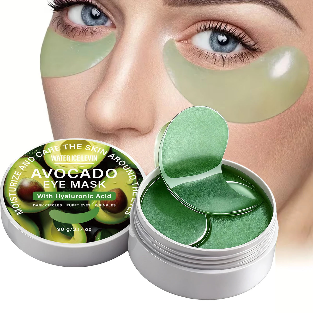 Rich Avocado Eye Mask Hyaluronic Acid Cocoa Butter Blend. Targets Dark Circles Puffy Eyes Wrinkles. Watericelevin 90g.