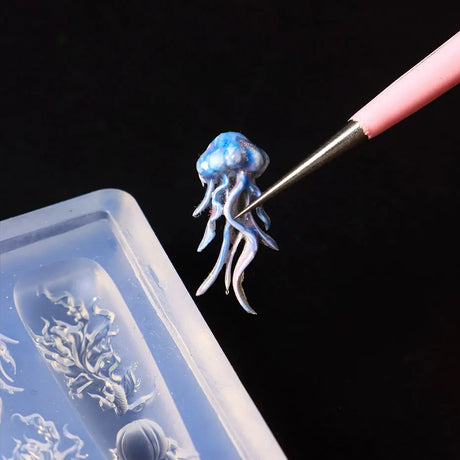 1pc Ocean Series Animal Silicone Mold Sea Shell Conch Nail Stamplates Starfish Seaweed 3D Soft Charm Manicure Mold Stencil Tools
