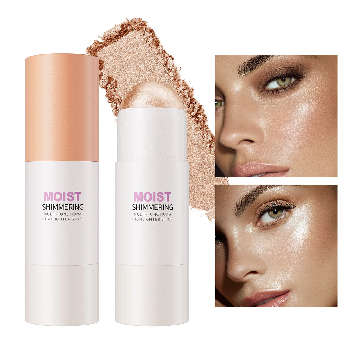 Natural Brightening 1pc Highlighter Stick Natural Brightening Face Contour & Highlight Makeup, Medium Coverage, Water-Resistant