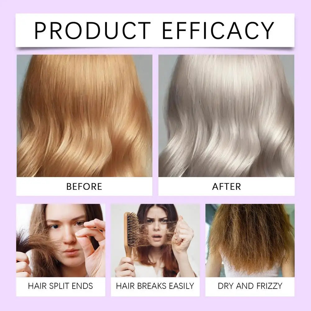 100ml Purple Hair Mask Deep Conditioner For Blonde, Silver And Gray Hair, Keratin Hair Mask Nourish Repair Damaged and Dry Hair