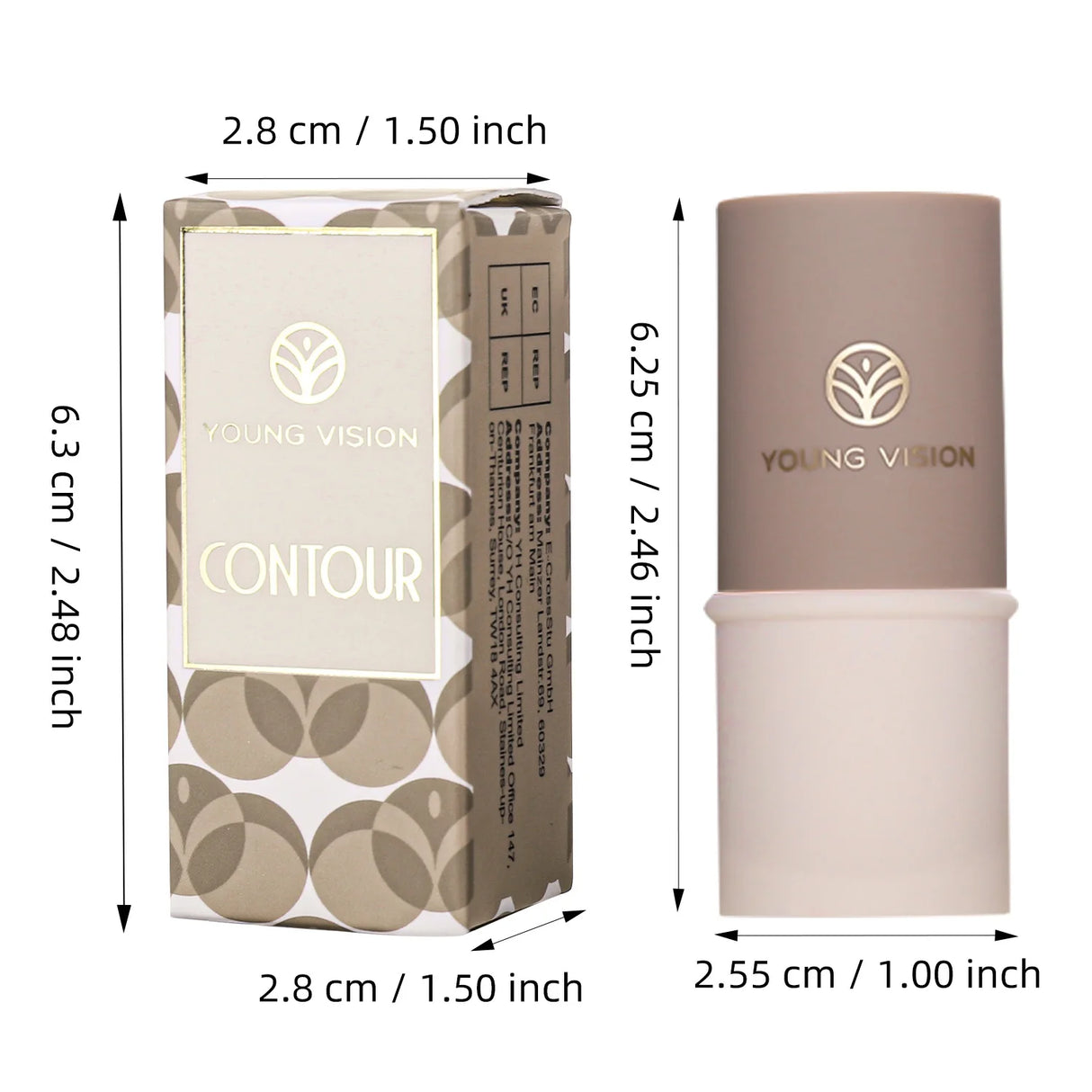 YOUNG VISION Face Contour Highlighter Stick, Dual-Ended Cream Concealer Shading Stick for Nose, Collarbone, Natural 3D Makeup
