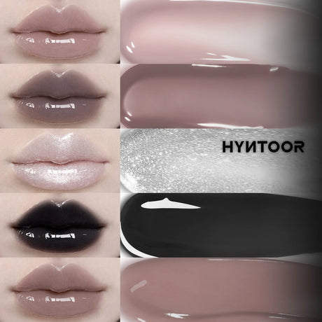 HYNTOOR Playful Rebellious Lip Gloss Planet Mouth Black Mouth Silver Mouth Gray Lip Oil Mirror Water Gloss