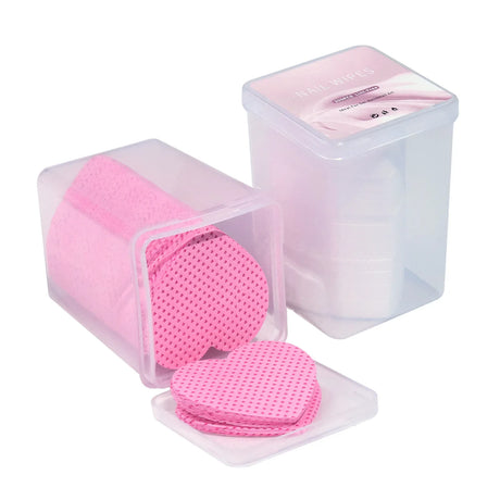 200Pcs Lint Free Nail Wipes Nail Polish Remover Cotton Pad, Heart Shape UV Gel Makeup Cleaning Tools
