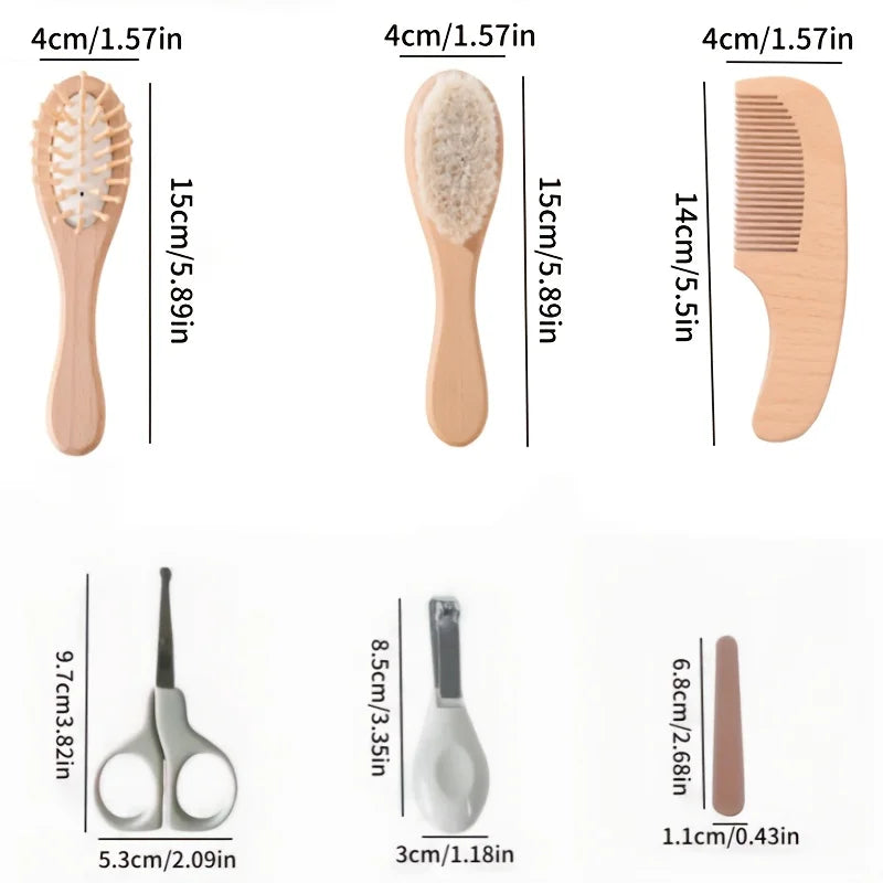 Baby Care Kit Six-Piece Baby Nasal Inhaler Nail Clipper Brush File Comb Scissors Set Daily Cleaning and Care Accessories for Bab