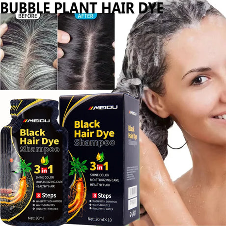 Pure Natural Herbal Hair Dye Shampoo Change Hair Color Cover Gray Hair White Hair Treatment Bubble Plant Hair Dye Hair Care New