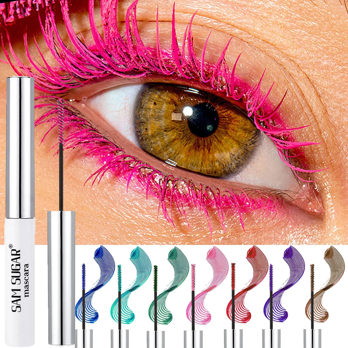 Colorful Slender Mascara Waterproof Fast Drying Curling Eyelashes Multicolor Lashes Makeup Long Lasting Blue Green Cosmetics