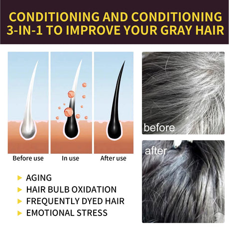 Black Hair Colouring Shampoo 3 in 1 Natural Herbal Essence Instant Colouring Shiny Hair Dye Shampoo Cleaning Nourishing Hair for Covering White