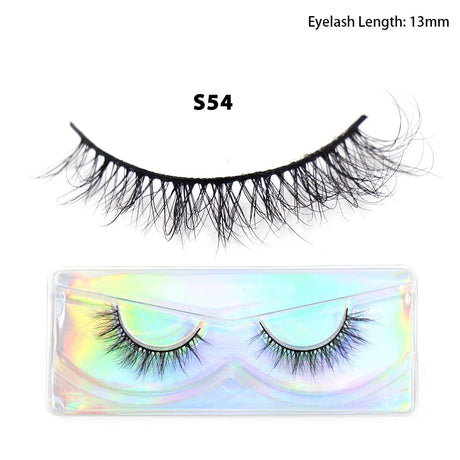 LEHUAMAO 12mm-15mm Short Natural 3D Mink Lashes Fluffy Wispy False Eyelashes 100% Cruelty Free Eyelash Extensio Face Makeup