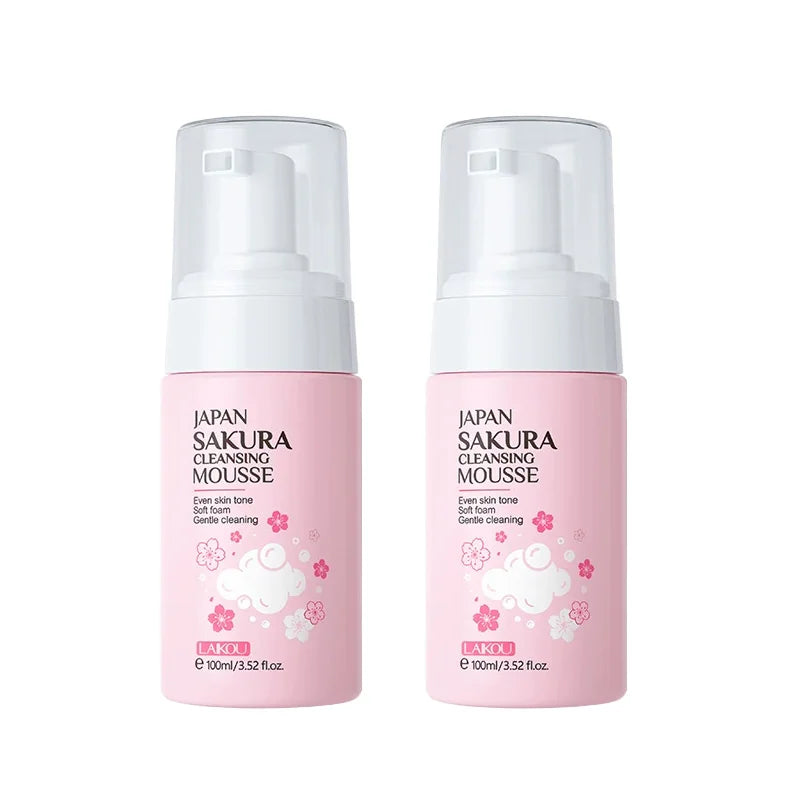 LAlKOU Japan Sakura Cleansing Mousse Facial Cleanser Shrink Pores Deep Clean Oil Control Moisturizing Skin Care 100ml