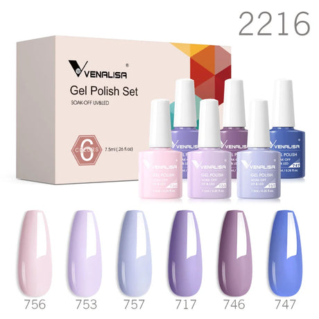 Venalisa Color Nail Gel Polish Kit Jelly Pink Semi-transparent HEMA FREE Self Leveling Nude Natural Pink Nail Manicure Set