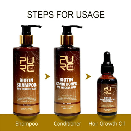 PURC Biotin Hair Shampoo Conditioner for Men Women Scalp Cleaning Hair Root Nourish Oil Smoothing Hair Mask Care Products Set