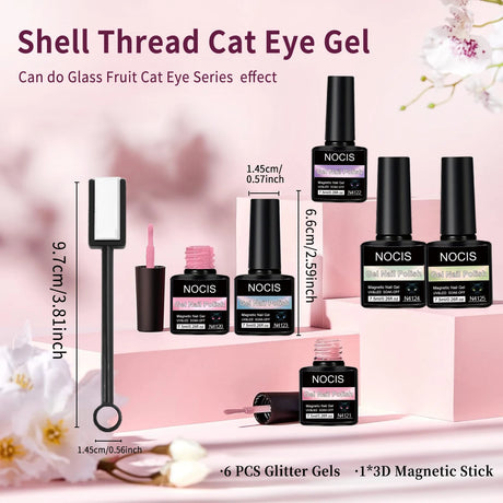 DOULINGDAI Cat Eye Gel Nail Polish Set with Magnet for Green Blue Pink Glitter Holographic Cat Eye, Salon Gel Manicure and Nail Art DIY at Home, Minty Fresh