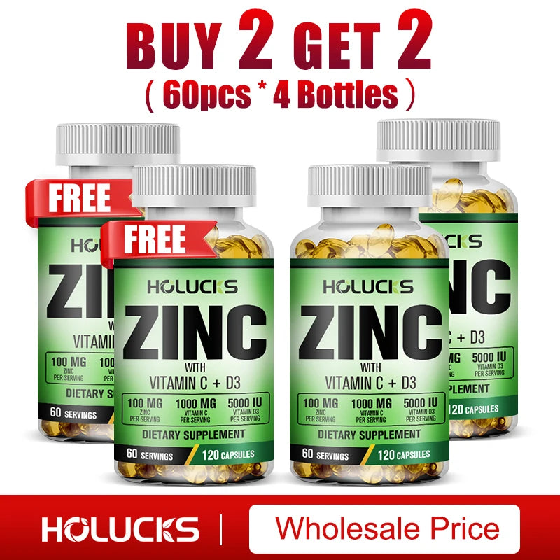 Buy 1 Get 1 Free! Pure Zinc Supplement, for Immune System Booster, Wound Healing & Antioxidant Defense for Year-Round Wellness