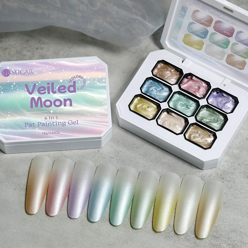 UR SUGAR 9 Colors Gradient Painting Gel Nail Art Gradient Color DIY Design Gel 4 In 1 Used For Gradient Nail Stamping Pattern