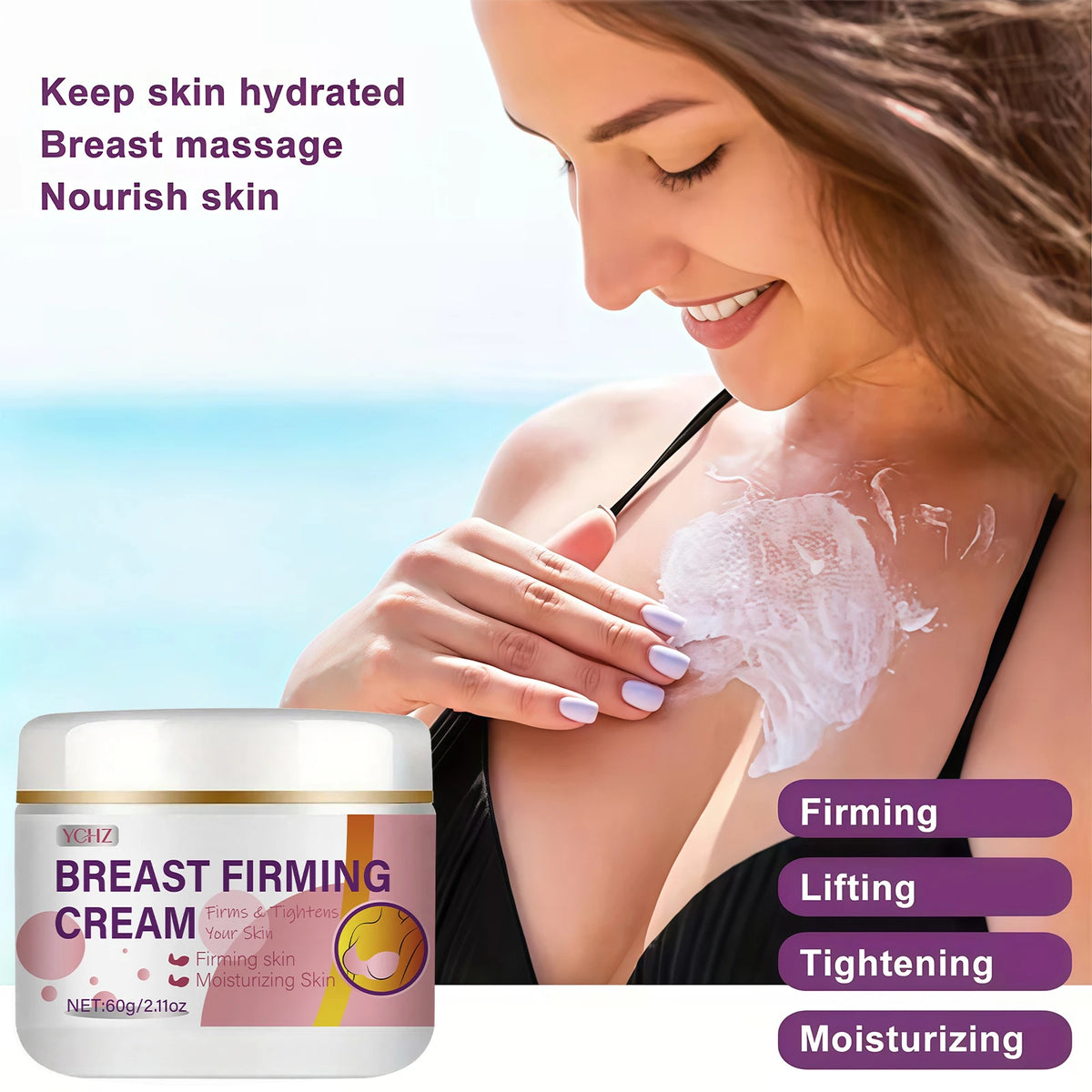 Women's Breast Care Cream - Strengthens and Firms the Skin - Suitable for All Skin Types, Moisturizing Formula, Softens Skin, Firms the Breasts - 60g