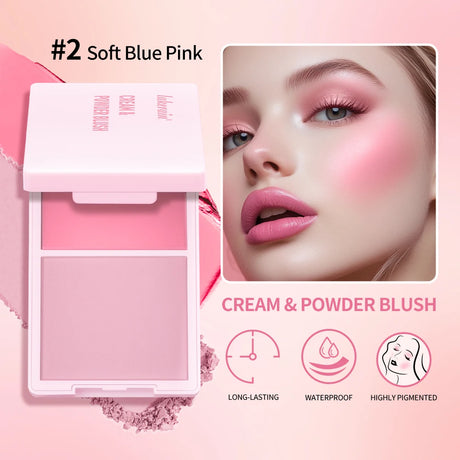 Cream&Powder Blush Palette Natural Long-lasting High Pigment Blush Makeup Contour Powder Beauty Peach Pink Korean Makeup Blush