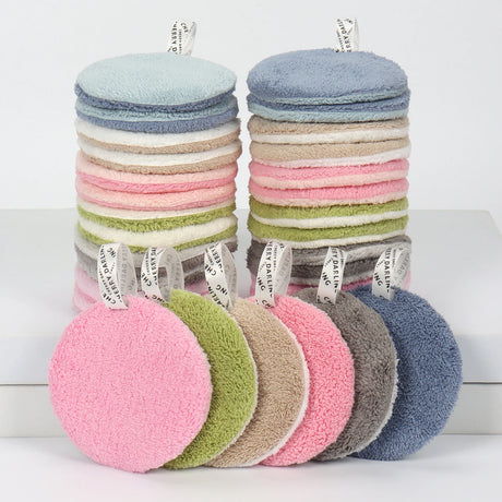 80 Round Absorbent Face Wash Pads 6Pcs, Machine Washable, Reusable Makeup Remover Tool, Suitable for All Skin Types