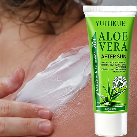 YUITIKUE 70+ Aloe Vera Niacinamide After Sun Gel Cooling Soothing Long Lasting Moisturizer For Face Body Sun Exposed Skin 60g