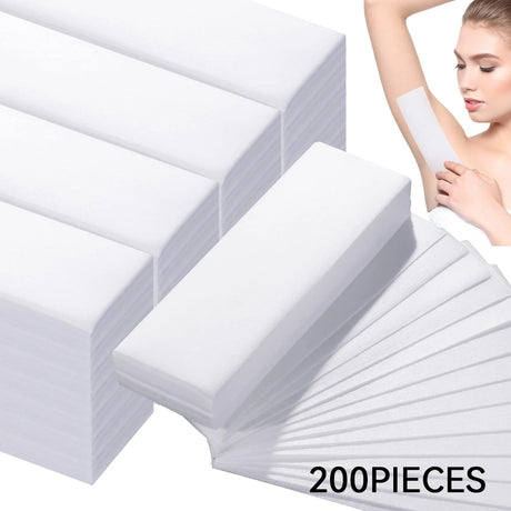 200Pcs Non-woven Waxing Strips Disposable Hair Removal Paper For Soft Wax Full Body Face Legs Chest Back Bikini Area Use