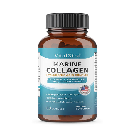 Marine Collagen Complex Capsules - Hyaluronic Acid Biotin, Support Skin Hair Nail Condition, Joint Cartilage & Body Wellness