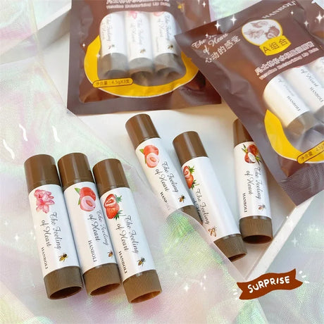 1/3 Pcs Fruity Lip Balm Moisturizing Lip Gloss Nature Nourishing Temperature Change Color Lipstick Cute Jelly Tinted Lip Care