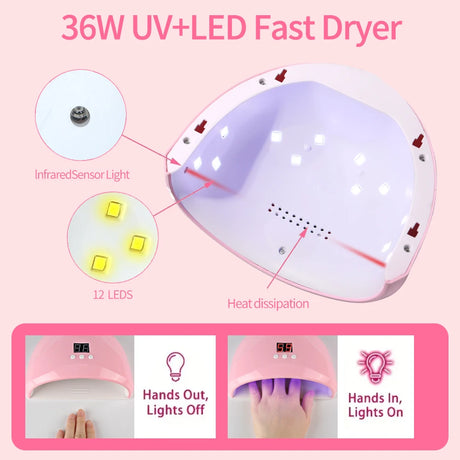 LULAA Portable Nail Lamp Professional Fast Curing Nail Dryer UV LED Nail Light for Acrylic Nails Gel Polish Travel Home