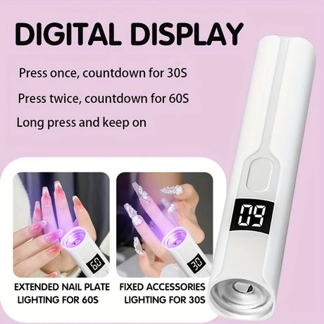 Professional Nail UV LED Flashlight with Display Rechargeable Portable Desk Nail Dryer Stand UV Lamp for Nails Art Removable