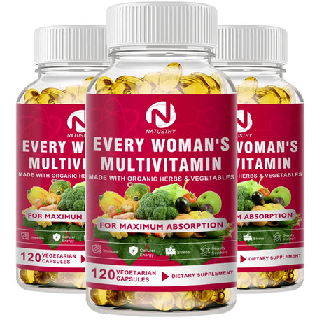 Daily Women's Multivitamin - Super Vitamins (A B C D E K) + Iron + Zinc + Organic Non-GMO Ingredients - Women's Multivitamin