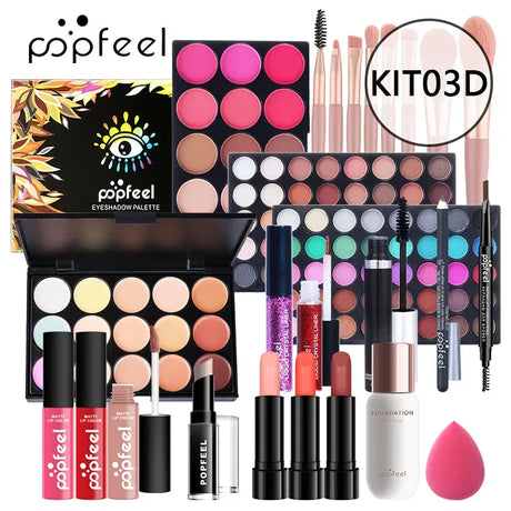 Christmas Makeup Gift Box Foundation Eyeshadow Powder Long Lasting Lip Ink 27 Pieces Birthday Gifts Makeup for Women Full Kit