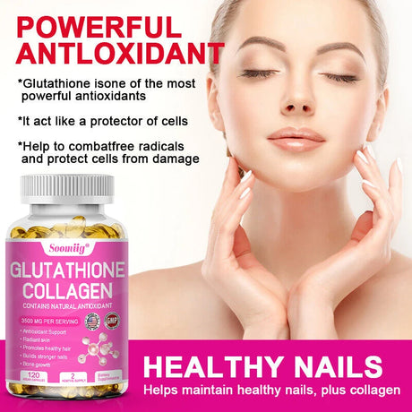 Collagen with Glutathione, Advanced Hydrolyzed Formula for Optimal Absorption, Skin, Hair, Nails & Joints, Natural Antioxidant Supplements