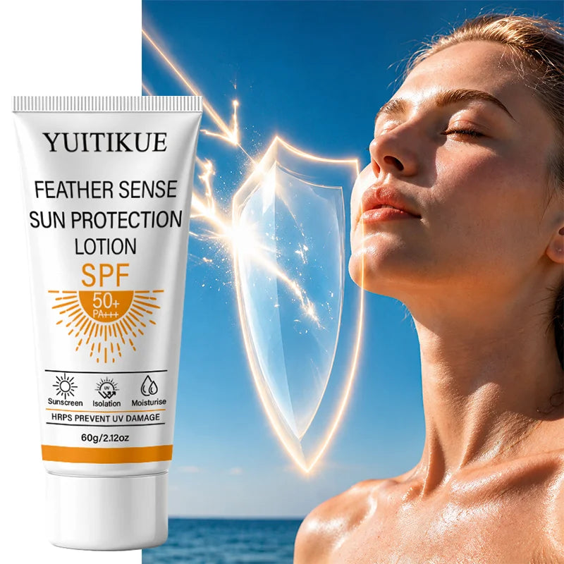 YUITIKUE SPF50+ PA++++ Sunscreen Lotion, Feather Light Sun Protection Isolation Moisturizing Cream 60g