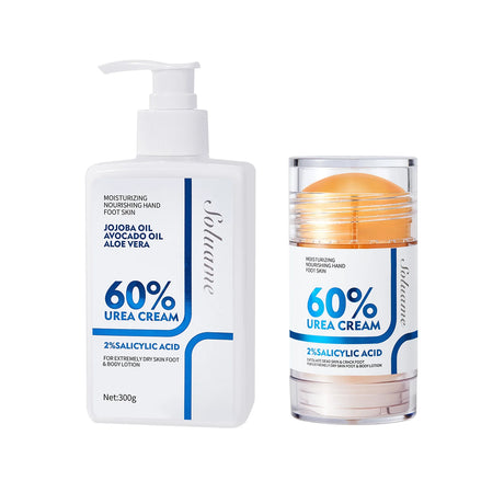 Two-Piece Set Includes 60% Urea Hydrating Foot Cream and Body Cream for Dry Cracked Hands and Heels with 2% Salicylic Acid Foot Care