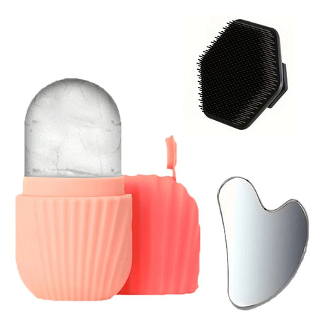 1/2/3pcs Ice Face Roller Facial Skincare Ice Roller Set,Facial Roller GuaSha FaceTool Set,Face Massage Roller Lifting Contouring