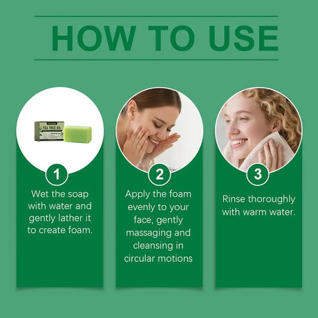 100G Tea Tree Soap, Handmade Soap Bar with Tea Tree Oil, Natural Soaps for Body Skin Cleaning,Gentle Exfoliating Bar Soap care
