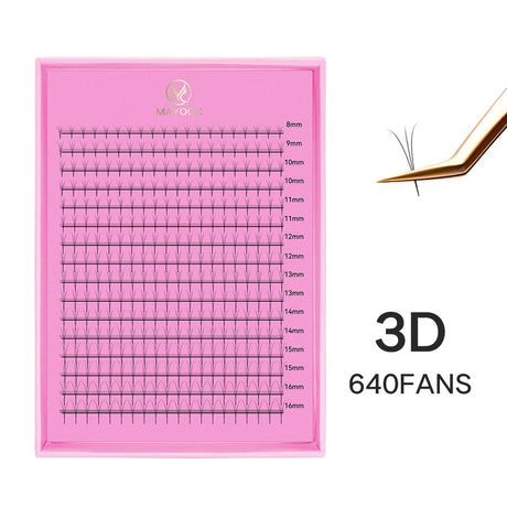 MAYOOC 320 Fans Premade Volume Fans Pointy Base Medium Stem Sharp Thin PreMade Russian Volume Fan Eyelash Extensions Custom Logo