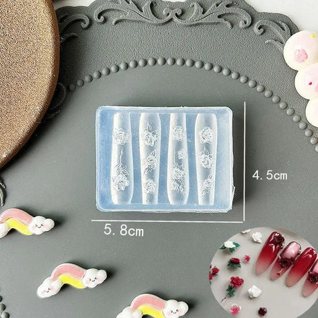 〔CC55〕3D Fruit Silicone Nail Mold Sweet Flower Petals Fairy Nails Templates DIY Nail Art Decor Manicure Template For Nail Charms