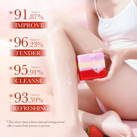 Strawberry Intimate, Soft, And Tender Cleaning Soap, Moisturizing Fragrance Handmade Soap For Women, Contains Bubble Net