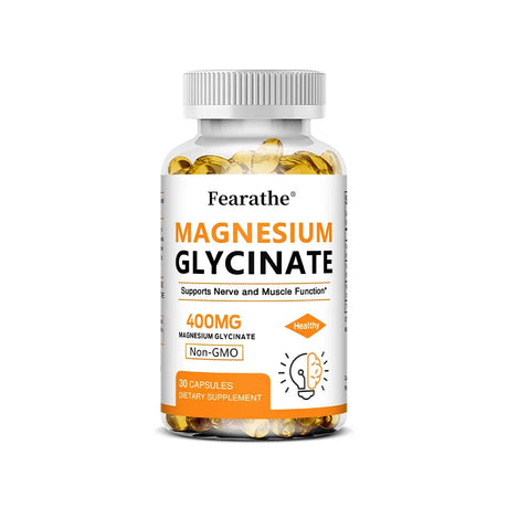 Magnesium Glycinate 400mg Capsules, Support Muscle, Bone, Heart, Nerve, Sleep Quality & Immune System Health, Non-GMO